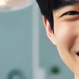 웃고 있는 사람의 얼굴 일부